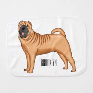 Chinese Shar-Pei dog cartoon illustration Baby Burp Cloth