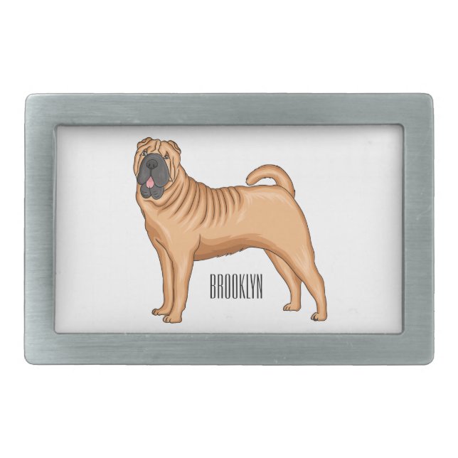 Chinese Shar-Pei dog cartoon illustration Belt Buckle (Front)