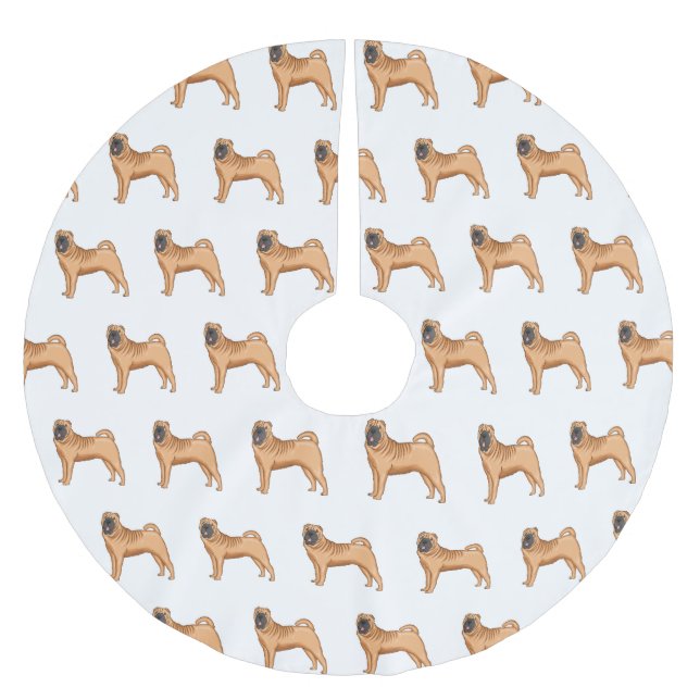 Chinese Shar-Pei dog cartoon illustration Brushed Polyester Tree Skirt (Front)