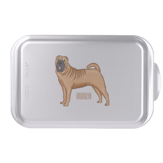 Chinese Shar-Pei dog cartoon illustration Cake Pan (Front)
