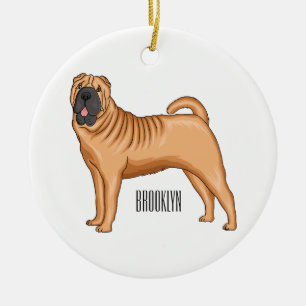 Chinese Shar-Pei dog cartoon illustration Ceramic Ornament