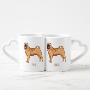 Chinese Shar-Pei dog cartoon illustration Coffee Mug Set
