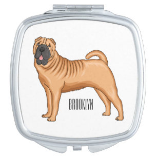 Chinese Shar-Pei dog cartoon illustration Compact Mirror