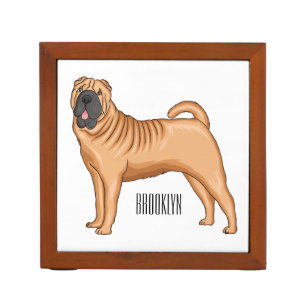 Chinese Shar-Pei dog cartoon illustration Desk Organizer