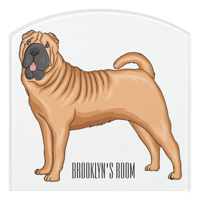 Chinese Shar-Pei dog cartoon illustration Door Sign (Contour Front)