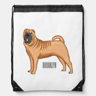 Chinese Shar-Pei dog cartoon illustration  Drawstring Bag