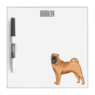 Chinese Shar-Pei dog cartoon illustration Dry Erase Board