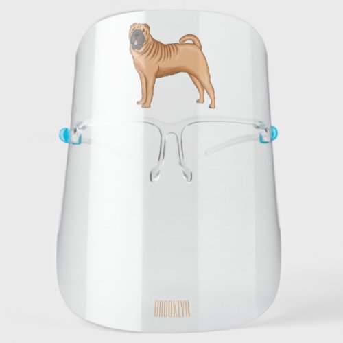 Chinese Shar_Pei dog cartoon illustration Face Shield