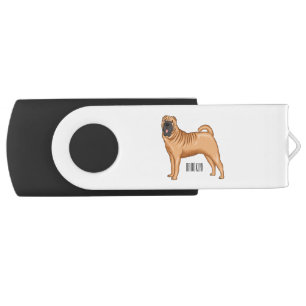 Chinese Shar-Pei dog cartoon illustration Flash Drive
