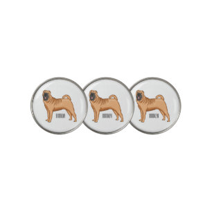 Chinese Shar-Pei dog cartoon illustration Golf Ball Marker