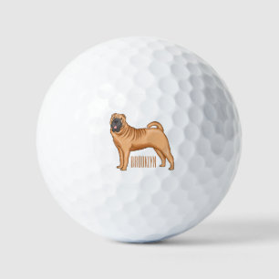 Chinese Shar-Pei dog cartoon illustration  Golf Balls
