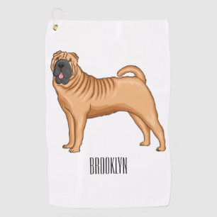 Chinese Shar-Pei dog cartoon illustration Golf Towel