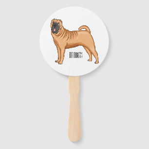 Chinese Shar-Pei dog cartoon illustration Hand Fan