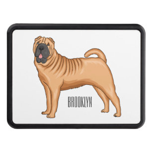 Chinese Shar-Pei dog cartoon illustration Hitch Cover