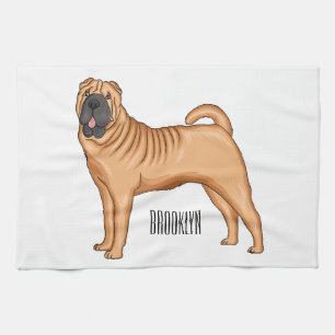 Chinese Shar-Pei dog cartoon illustration Kitchen Towel
