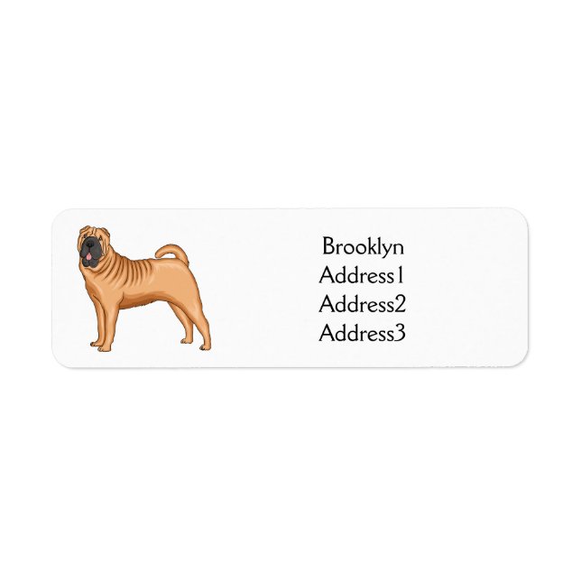 Chinese Shar-Pei dog cartoon illustration Label (Front)