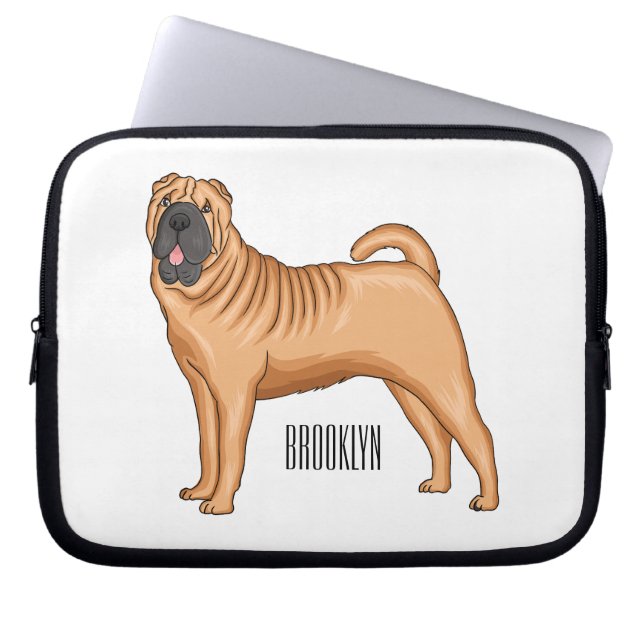 Chinese Shar-Pei dog cartoon illustration  Laptop Sleeve (Front)
