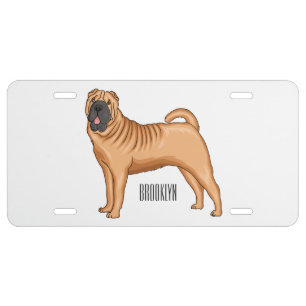 Chinese Shar-Pei dog cartoon illustration License Plate