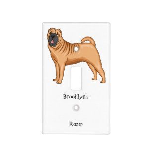 Chinese Shar-Pei dog cartoon illustration Light Switch Cover