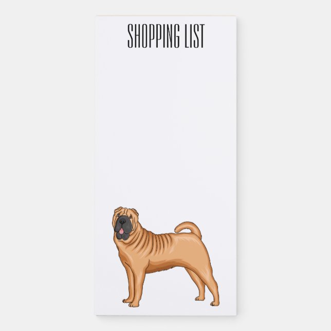Chinese Shar-Pei dog cartoon illustration  Magnetic Notepad (Front)