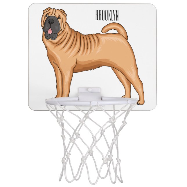 Chinese Shar-Pei dog cartoon illustration Mini Basketball Hoop (Front)
