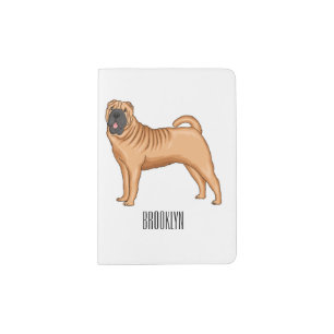 Chinese Shar-Pei dog cartoon illustration Passport Holder