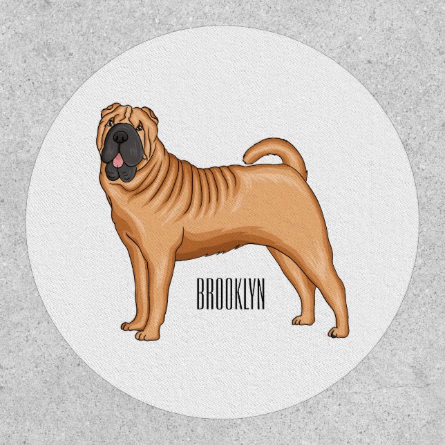 Chinese Shar-Pei dog cartoon illustration Patch (Front)