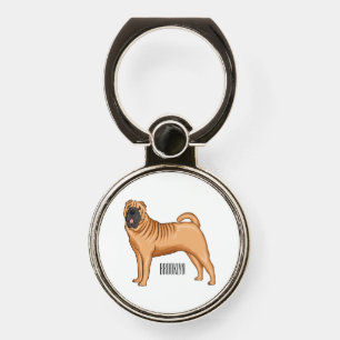 Chinese Shar-Pei dog cartoon illustration Phone Ring Stand