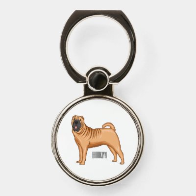 Chinese Shar-Pei dog cartoon illustration Phone Ring Stand