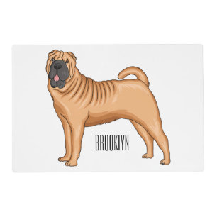 Chinese Shar-Pei dog cartoon illustration Placemat