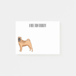 Chinese Shar-Pei dog cartoon illustration Post-it Notes