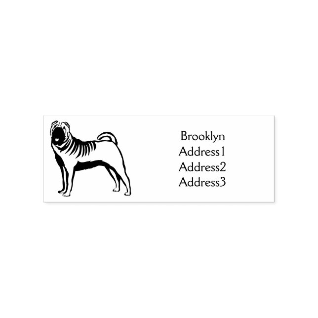 Chinese Shar-Pei dog cartoon illustration Rubber Stamp (Imprint)