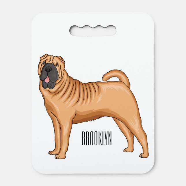 Chinese Shar-Pei dog cartoon illustration Seat Cushion (Front Vertical)