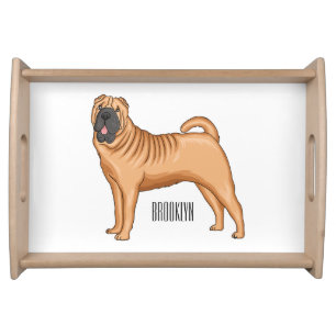 Chinese Shar-Pei dog cartoon illustration  Serving Tray