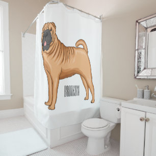 Chinese Shar-Pei dog cartoon illustration Shower Curtain