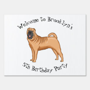 Chinese Shar-Pei dog cartoon illustration Sign