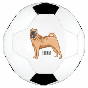 Chinese Shar-Pei dog cartoon illustration Soccer Ball