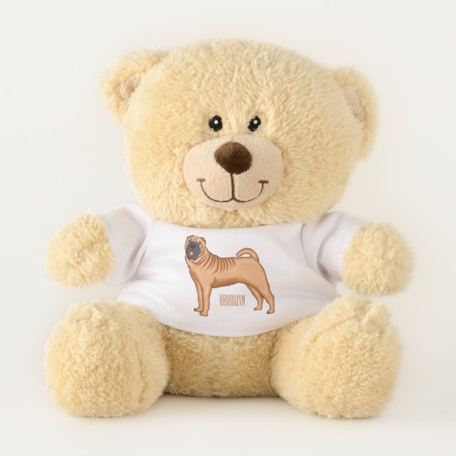 Chinese Shar-Pei dog cartoon illustration Teddy Bear (Front)