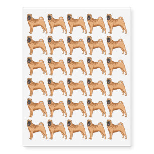 Chinese Shar-Pei dog cartoon illustration Temporary Tattoos