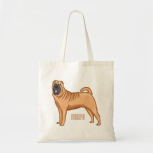 Chinese Shar-Pei dog cartoon illustration Tote Bag