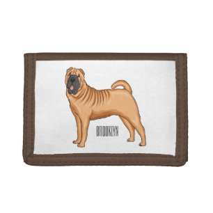 Chinese Shar-Pei dog cartoon illustration Tri-fold Wallet