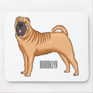 Chinese Shar-Pei dog cartoon Mouse Pad