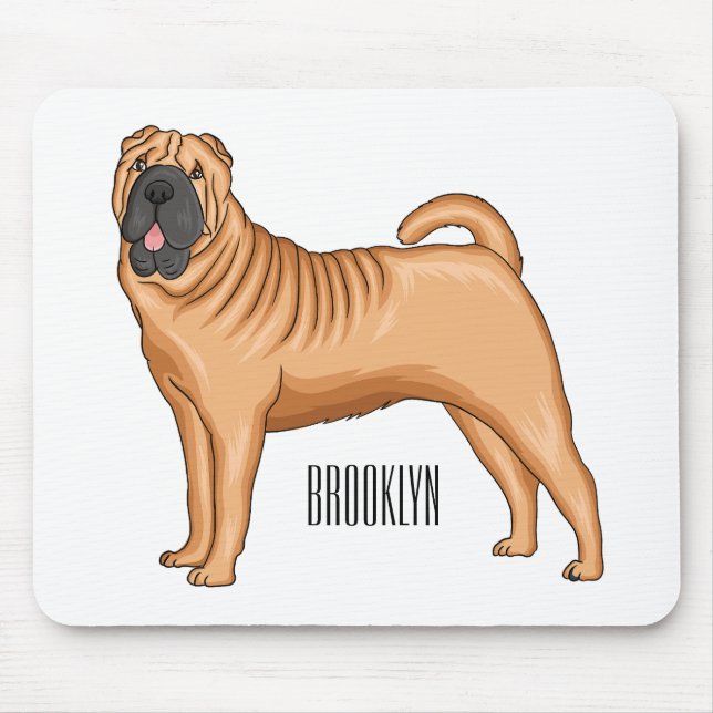 Chinese Shar-Pei dog cartoon Mouse Pad (Front)