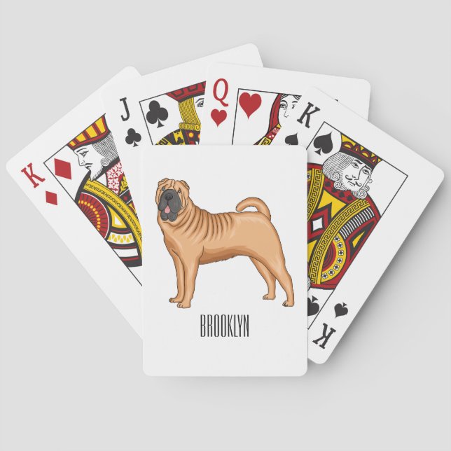Chinese Shar-Pei dog cartoon Poker Cards (Back)