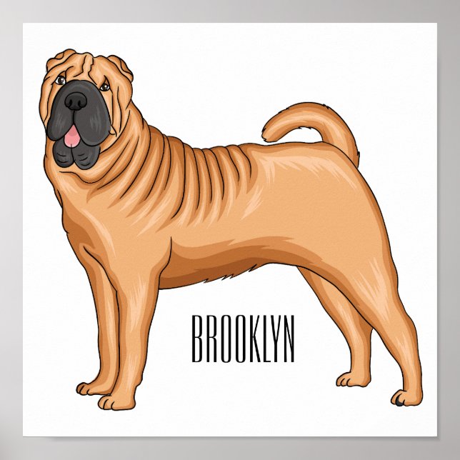 Chinese Shar-Pei dog cartoon Poster (Front)
