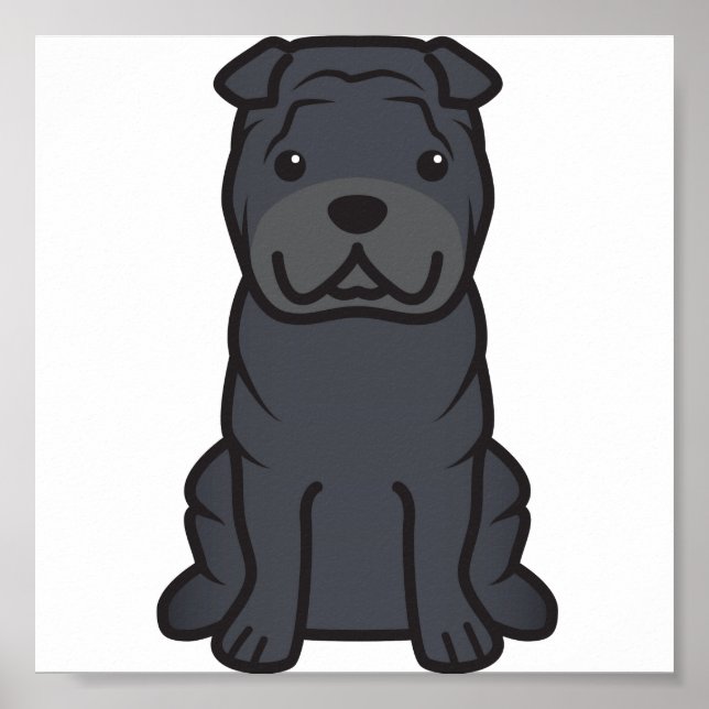 Chinese Shar-Pei Dog Cartoon Poster (Front)