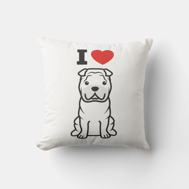 Chinese Shar-Pei Dog Cartoon Throw Pillow (Front)