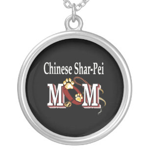 Chinese Shar-Pei Dog Mom Silver Plated Necklace