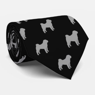 Chinese Shar Pei Dog Silhouettes Pattern Neck Tie