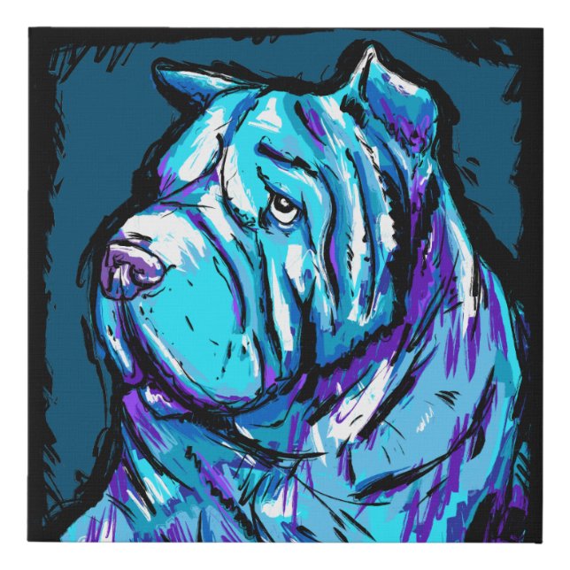 Chinese Shar pei Faux Canvas Print (Front)
